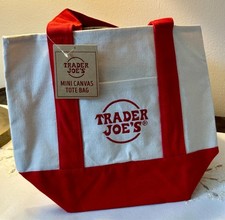 Trader Joe's Reusable Mini Canvas Tote Bag In Red 2025 NWT