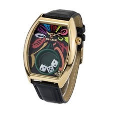 Frank Miura Quartz Watch Macau Gambling Casino Gold Rainbow Color Outlet No Box