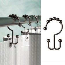 Zenna Home Metal Double Glide Shower Rings, Oil Set of 12, Rubbed Bronze