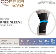 2 Pack- Copper Fit Copper-infused Freedom Knee Compression Sleeve, 16"-17", XL
