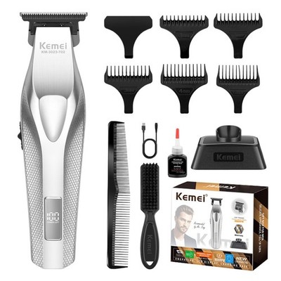 KEMEI KM-3023-702 Professional Hair Clipper for Men, Zero Gapped Silver 