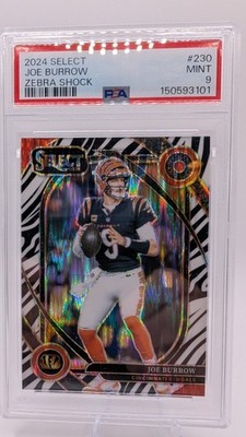 2024 Panini Select - Club Level Joe Burrow Zebra Prizm Psa 9