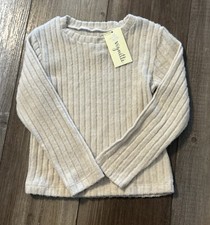 NWT Vignette Girls Nikki Ribbed T-shirt Sweater Ivory Cream