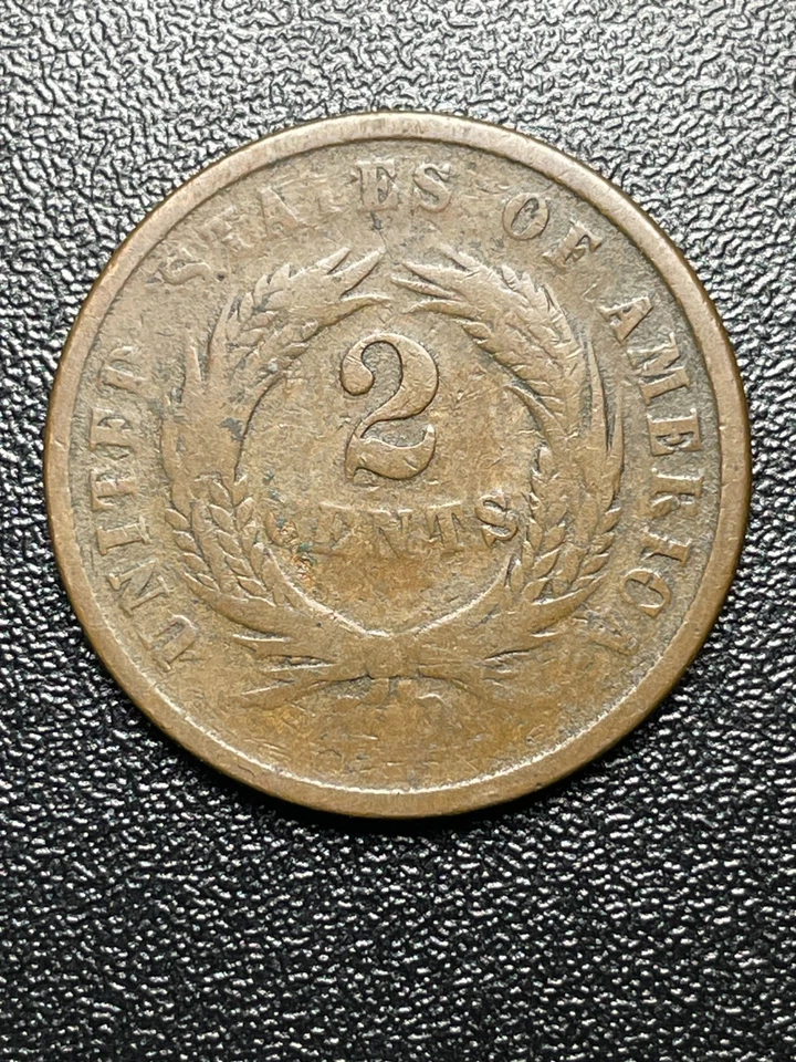 U.S. Civil War Era 1864 Copper Two Cent Coin - Image 4 of 4