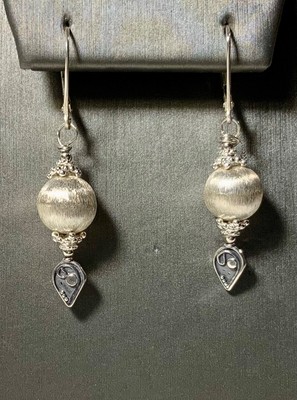 STERLING SILVER .925 NEW DESIGN EARRINGS ONE OF A KIND LEVER BACK BRUSHED SILVER