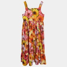 Dolce Gabbana Multicolor Floral Printed Cotton Poplin Dress 1112 Yrs