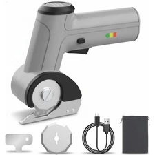 4V Cordless Electric Scissors, Upgraded Power Rotary Cutter with 2 Blades  LE...