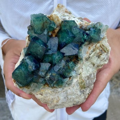 3.4LB Natural super beautiful green fluorite crystal ore standard sample Healing