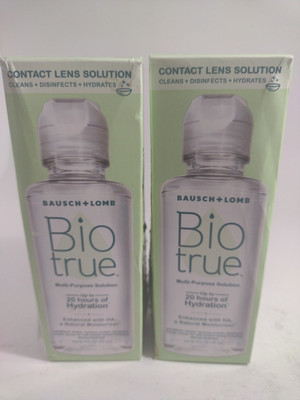2 x Bausch & Lomb Bio True: Contact Cleaning Sol 4fl oz Exp.01/26 - Damaged Box