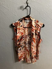 Kasper Womens Size Large Black Orange White  Sleeveless