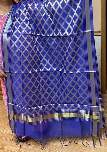 India Banarasi Algodón/Seda Dupatta Envoltura Bufanda Estola Chal Étnico Chunri NUEVO-EE. UU. - Imagen 2 de 9