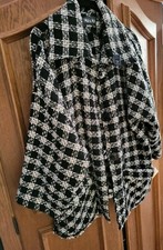 Exclusiv Hahnentritt Damen WollPoncho Gr. 40/42 schwarz/weiss L. 78cm "MIAMI "