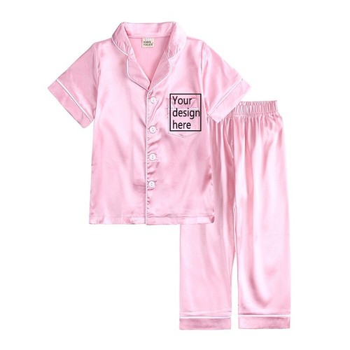 Custom Silk Pyjamas Solid Satin For Children Personalized Clothes Gift Lounge - Picture 7 of 33