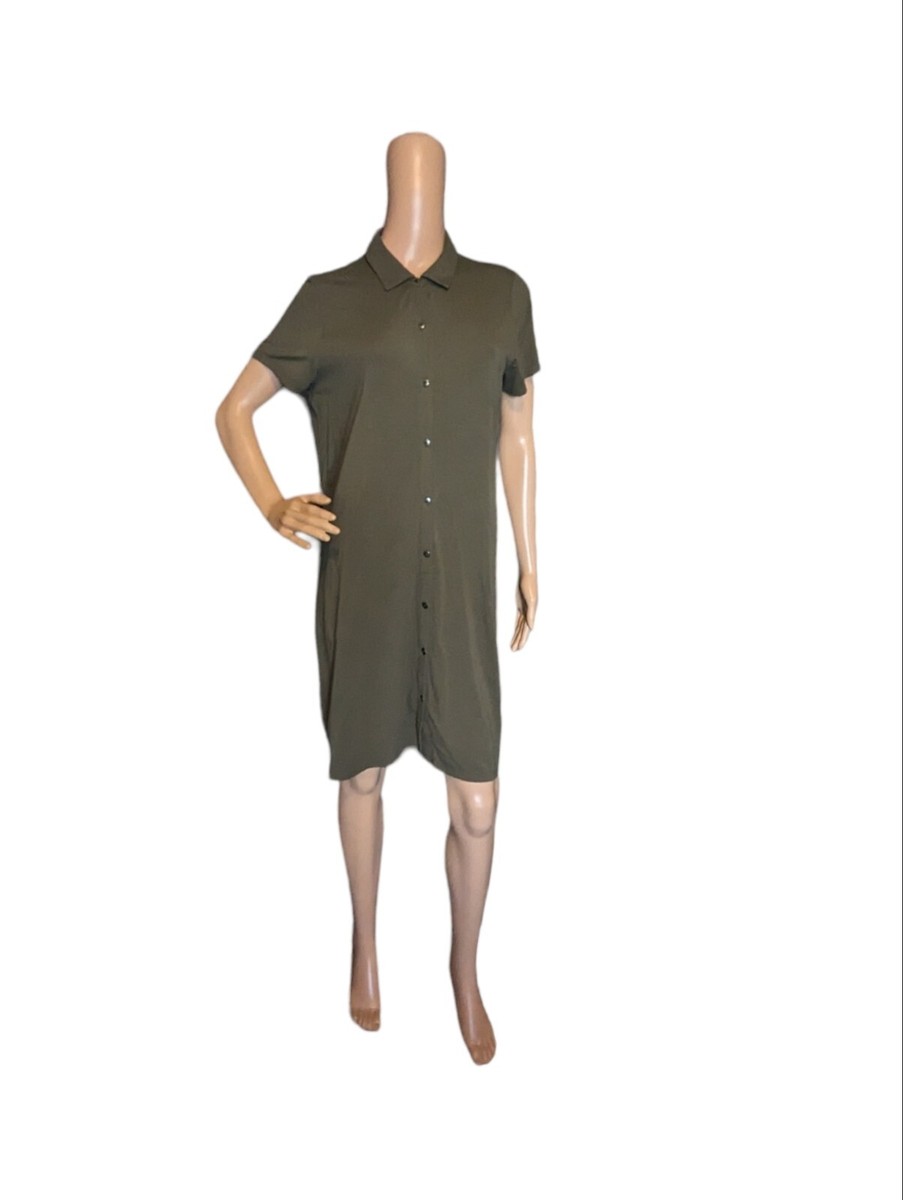 army green button down dress Modest Women's Shirt Dress 12502