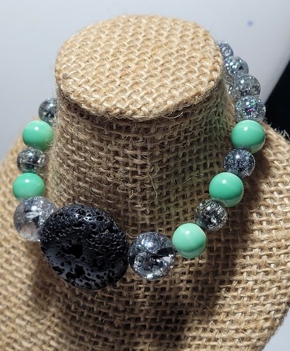Handmade Bracelet Beaded Lava Natural Stone Beaded Bracelet Stretchy Bracelet - 第 5/8 張圖片