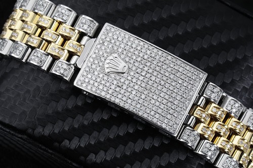 Rolex Datejust 36 mm Arabic Pave Diamond Dial Two Tone Iced-Out Diamond Watch - Picture 5 of 7