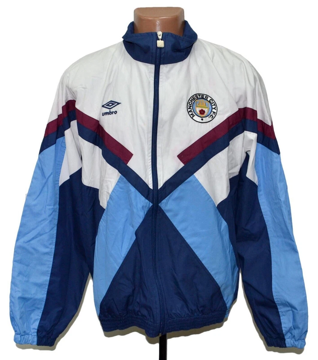 MANCHESTER CITY 1989/1991 TRAINING FOOTBALL JACKET JERSEY UMBRO SIZE L