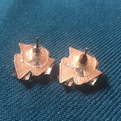 Rhinestone & Clear Glass Cluster Earrings - Picture 2 of 5