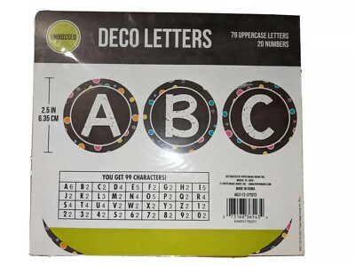 Embossed Deco Letters and Numbers set for classroom, playroom or homeschool room