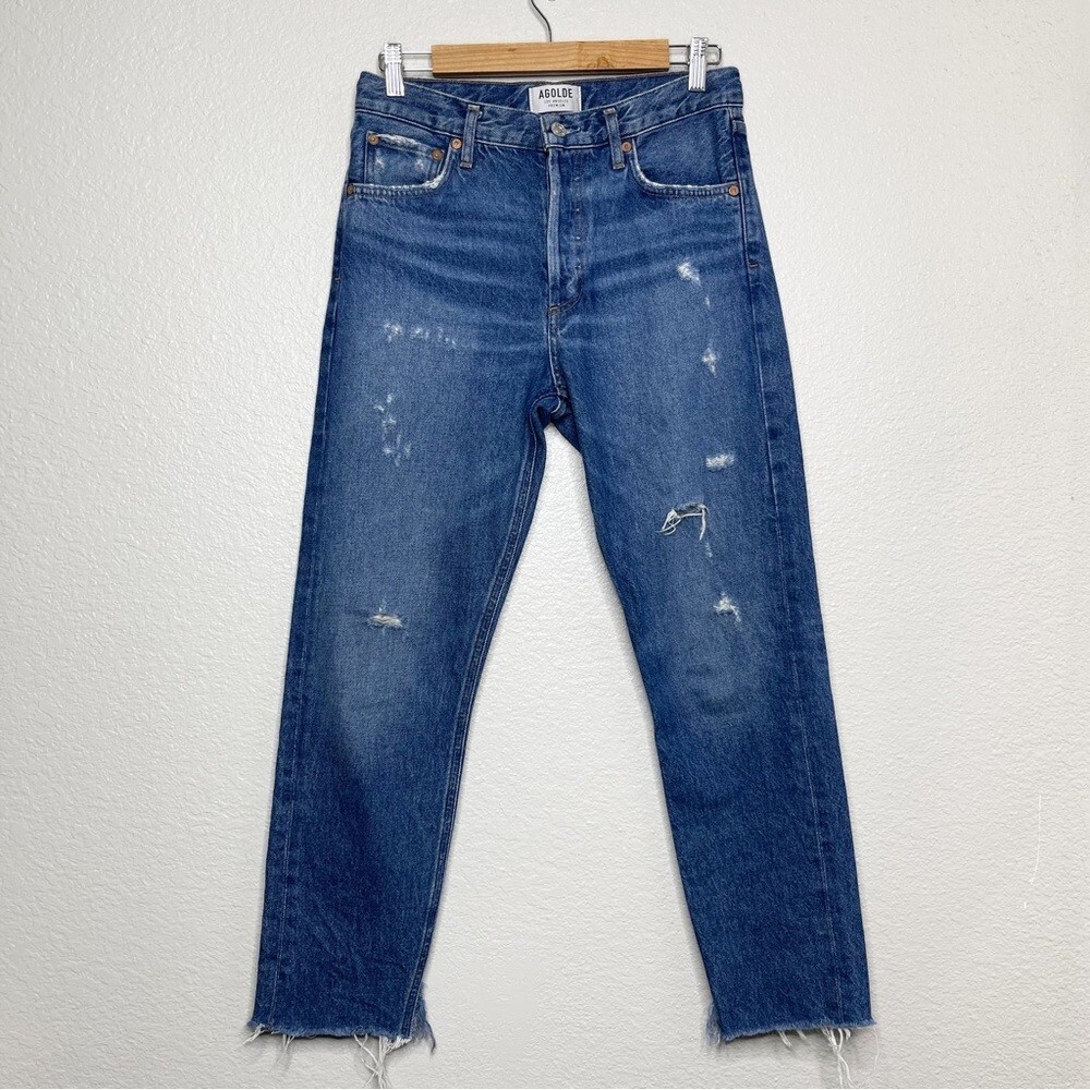 パンツ AGOLDE Merrell High Rise Straight Denim Pants Medium Blue A9 AGOLDE Kelly high-rise straight-leg recycled jeans | NET-A
