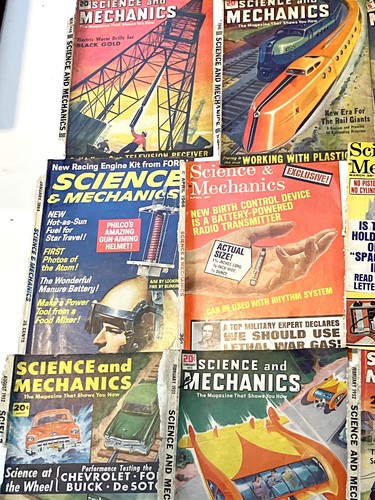 lot of 39 1950s Science & Mechanics magazine FRONT COVERS ONLY frame them up! - Foto 6 di 13