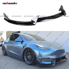 For Tesla Model Y 2020-25 V Style Glossy Black Front Bumper Lip Splitter Spoiler