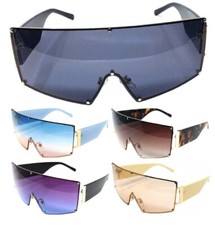 OVERSIZED SQUARE ONE PIECE SHIELD LENS WRAP AROUND SUNGLASSES OUTDOOR RETRO VTG