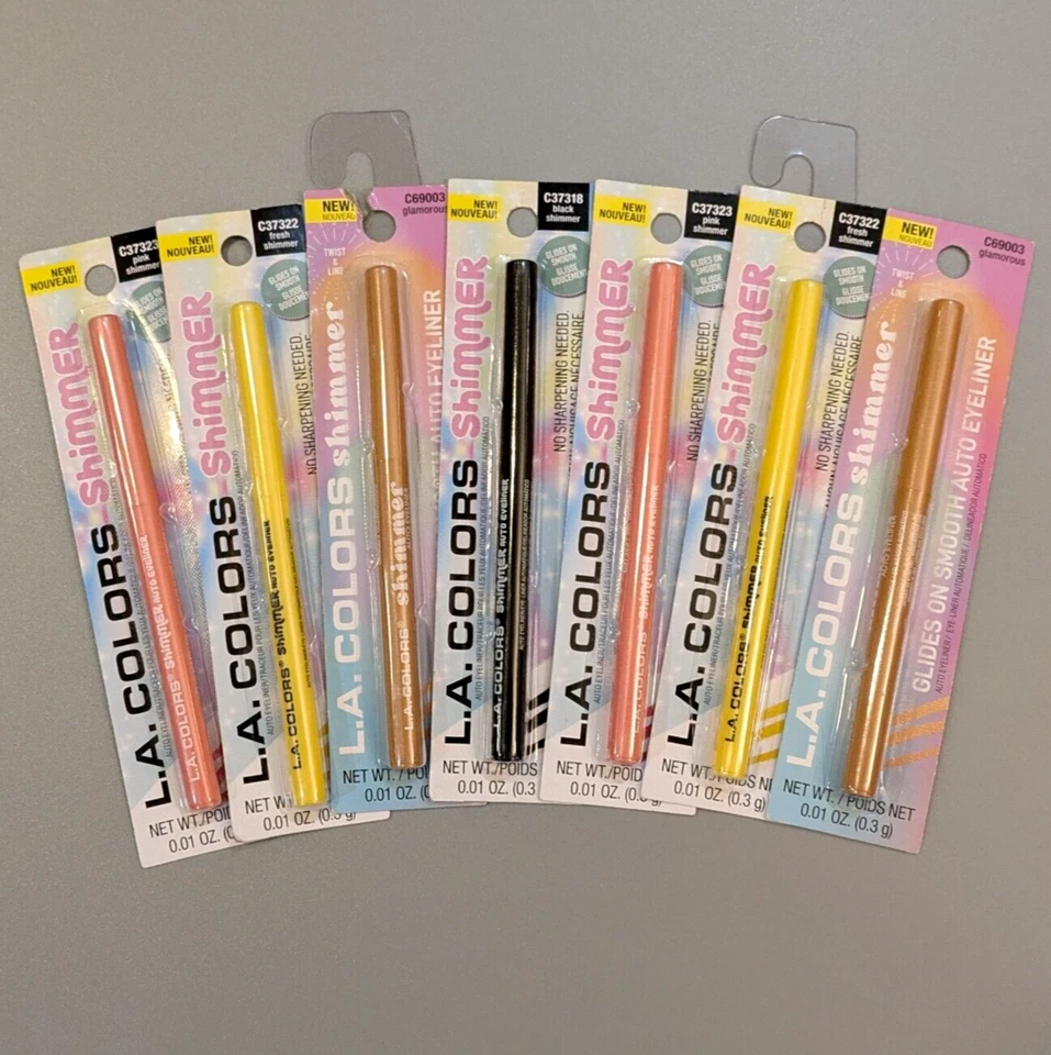 Lot of 7 LA Colors Shimmer Auto Eyeliner Pink, Black, Yellow, Gold, NEW Liner - Image 2 of 4