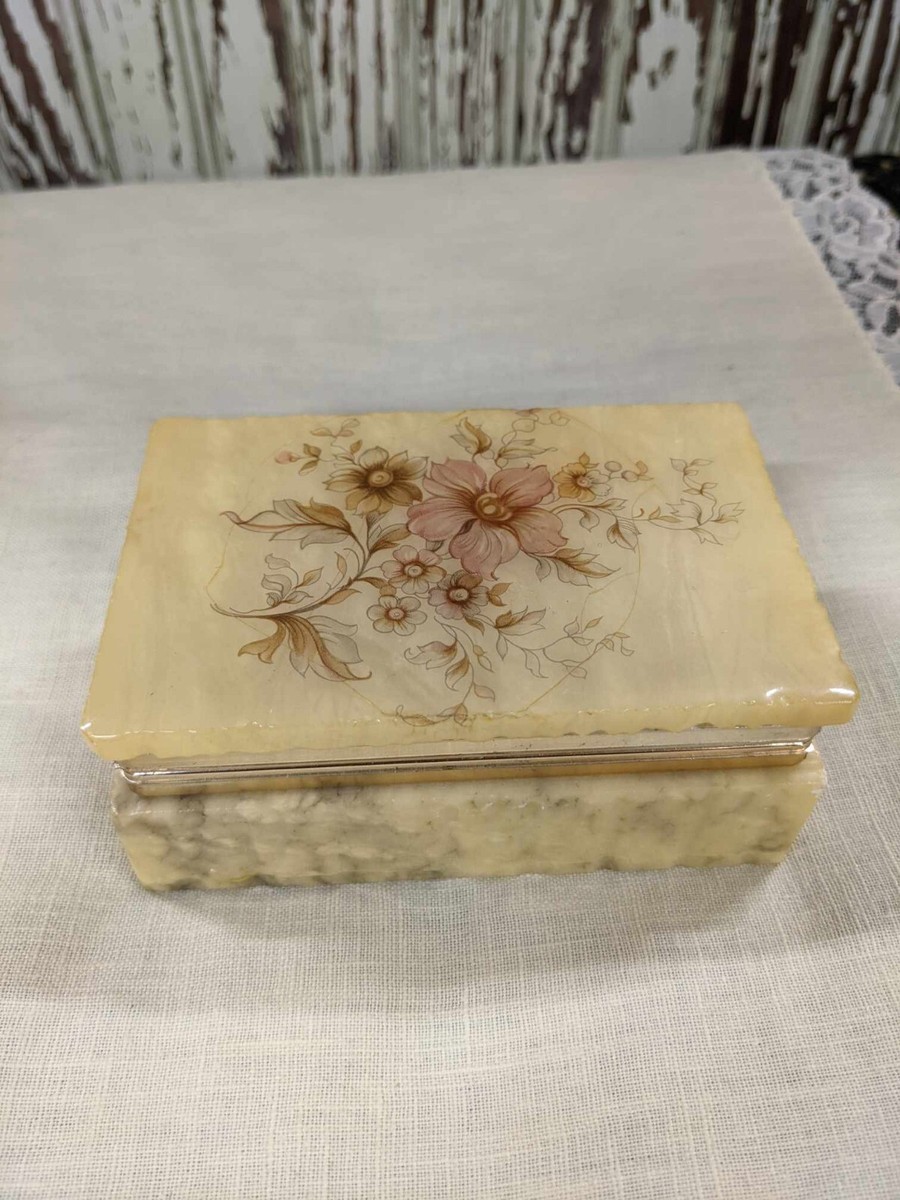 ビンテージ GENUINE ALABASTER イタリア製 ジュエリーボックス イタリア製 アラバスタ Genuine Alabaster Made in Italy 小箱