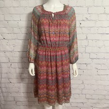 Diane Von Furstenberg DVF Women’s Dress 10 Sheer Pink Floral Geo Silk Pleated