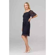 Joseph Ribkoff Navy Blue Lace Dress SIZE 8 Off Shoulder
