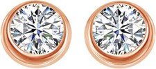 Solitaire Stud Earrings Simulated Birthstone 14K Rose Gold Plated Silver