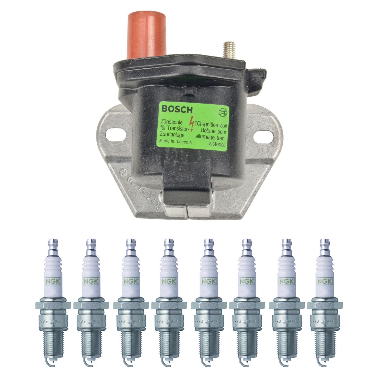 Bosch Ignition Coil NGK 8 G-Power Spark Plug Kit For 560SEC Range Rovger TR8 V8