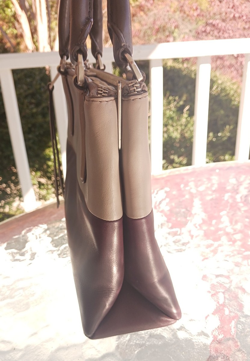 Coach 32503 Mini Oxblood & Gray Color Block Borough Triple