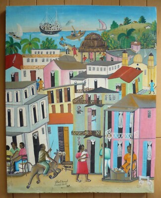 WILBERT LAURENT JACMEL Haiti, MODERN VILLAGE SCENE - OLD VINTAGE