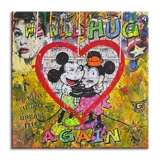 We will hug again – Original Painting on canvas, pop art, cartoons, comics