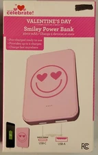 Way To Celebrate! Valentine's Day Smiley Face Pink Power Bank Hearts
