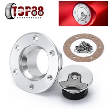 Universal 35.5mm Fuel Cell Gas Cap Flush Mount 6 Hole Anodized Billet Aluminum