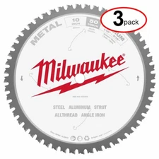 Milwaukee  48-40-4260 10" 50T Metal Circular Saw Blades, 5/8" Arbor - (3Pack)