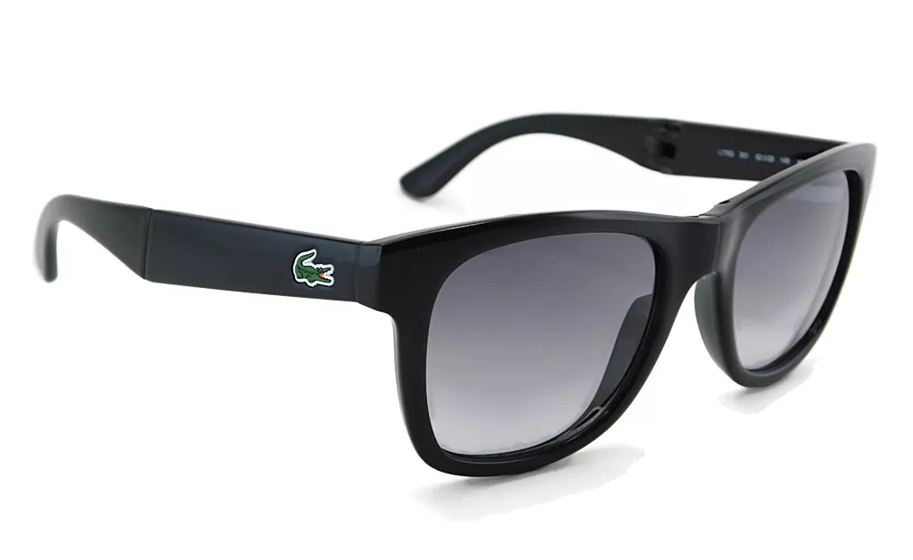 New LACOSTE Foldable Sunglasses L778S 001 Shiny Black Grey Gradient Lens