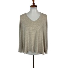 We The Free Beige Slouchy V Neck Knit Pullover Lightweight Top XS
