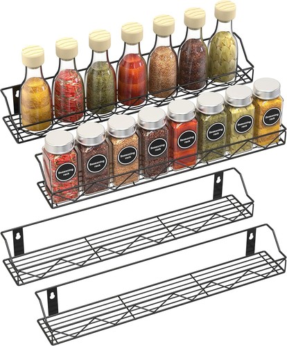 4PACK Bextsrack Spice Storage Rack Organizer for Kitchen Bathroom Black - Picture 2 of 5
