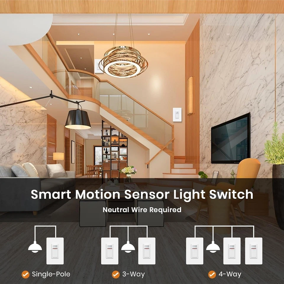 Nexete Smart Wi-Fi Motion Sensor Light Switch,Motion Detector PIR Infrared - Image 3 of 4