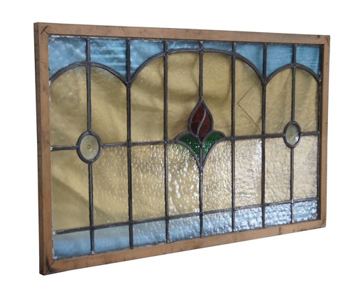 Antique Victorian Leaded Stained Glass Rose Window Panel Architectural Salvage - Picture 4 of 12