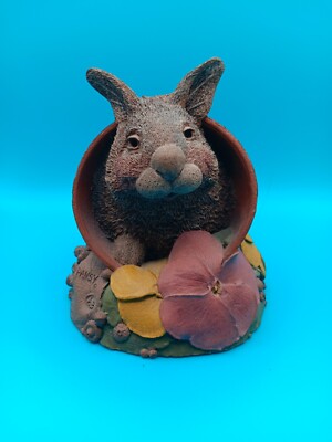 Vintage 1992 Tim Wolfe ''Pansy'' Woodspirit Retired Rabbit Figurine SIGNED