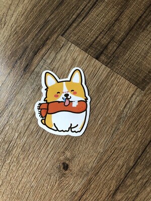 Scarf Corgi Dog Cartoon Cute Decal Vinyl Sticker Water Bottle Laptop Waterproof