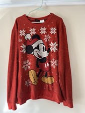 Disney Mickey Mouse Snowflake Sweatshirt Holiday Christmas Xmas Size XXL Red