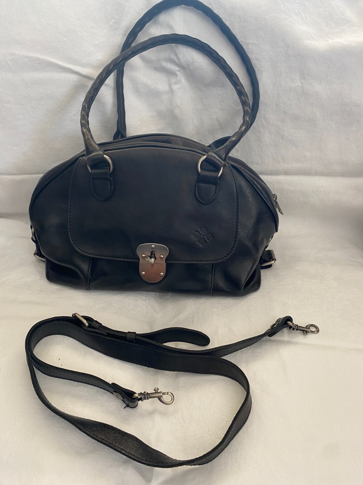 PATRICIA NASH Black Leather Crossbody Bag Purse with … Gem