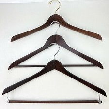 Lot Vintage Dark Wood Hanger Hotel Quality Heavy COAT Suit Clothes Pant 3x Brown