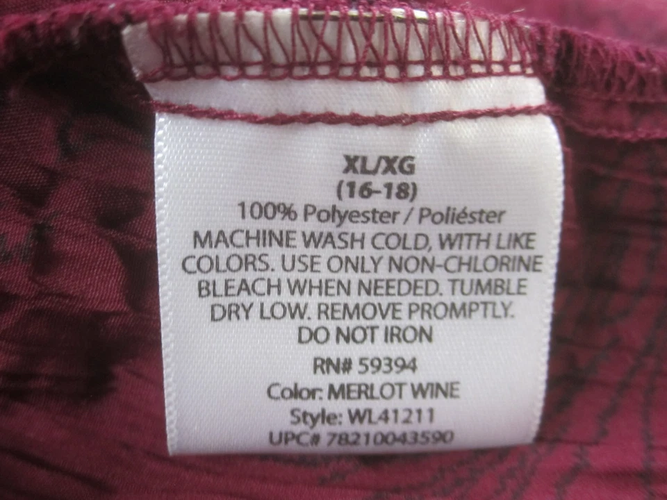 白色 Stag 衬衫女式 XL 红色花卉印花长袖纽扣休闲 — 第 4/4 张图片